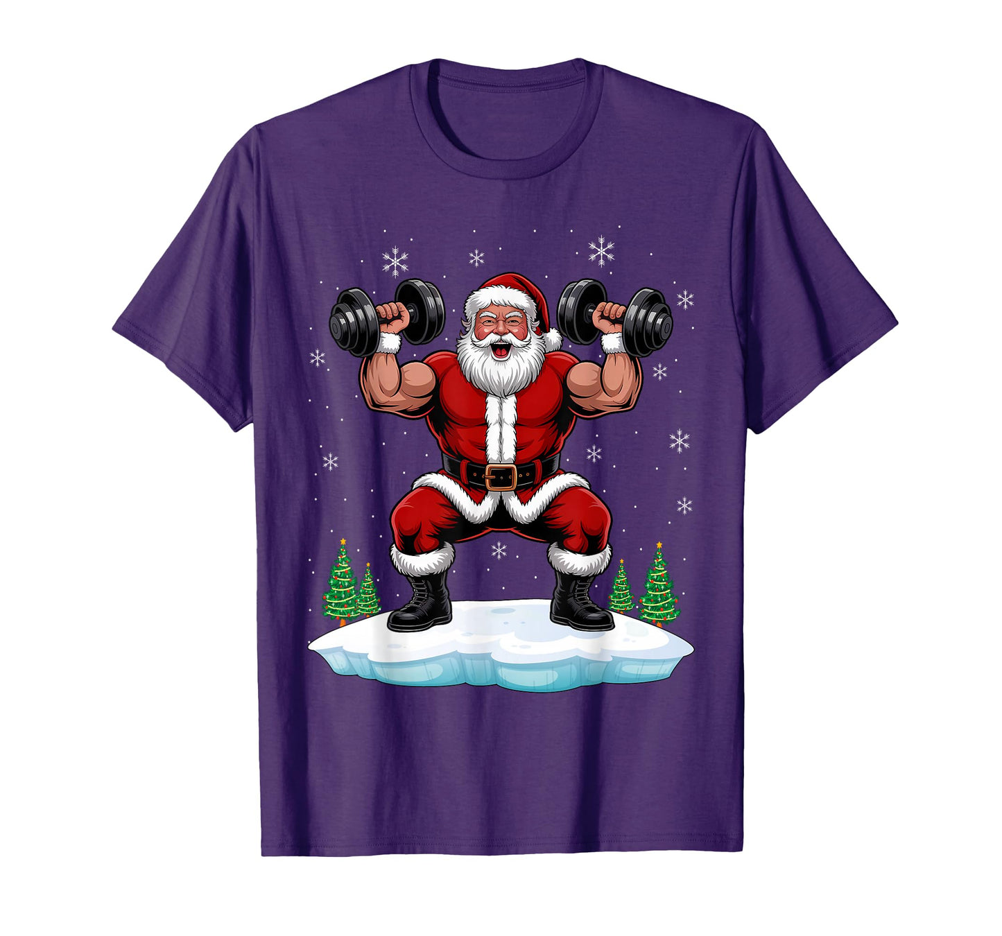 Santa Claus Weightlifting Gym Fitness Training Christmas T-Shirt
