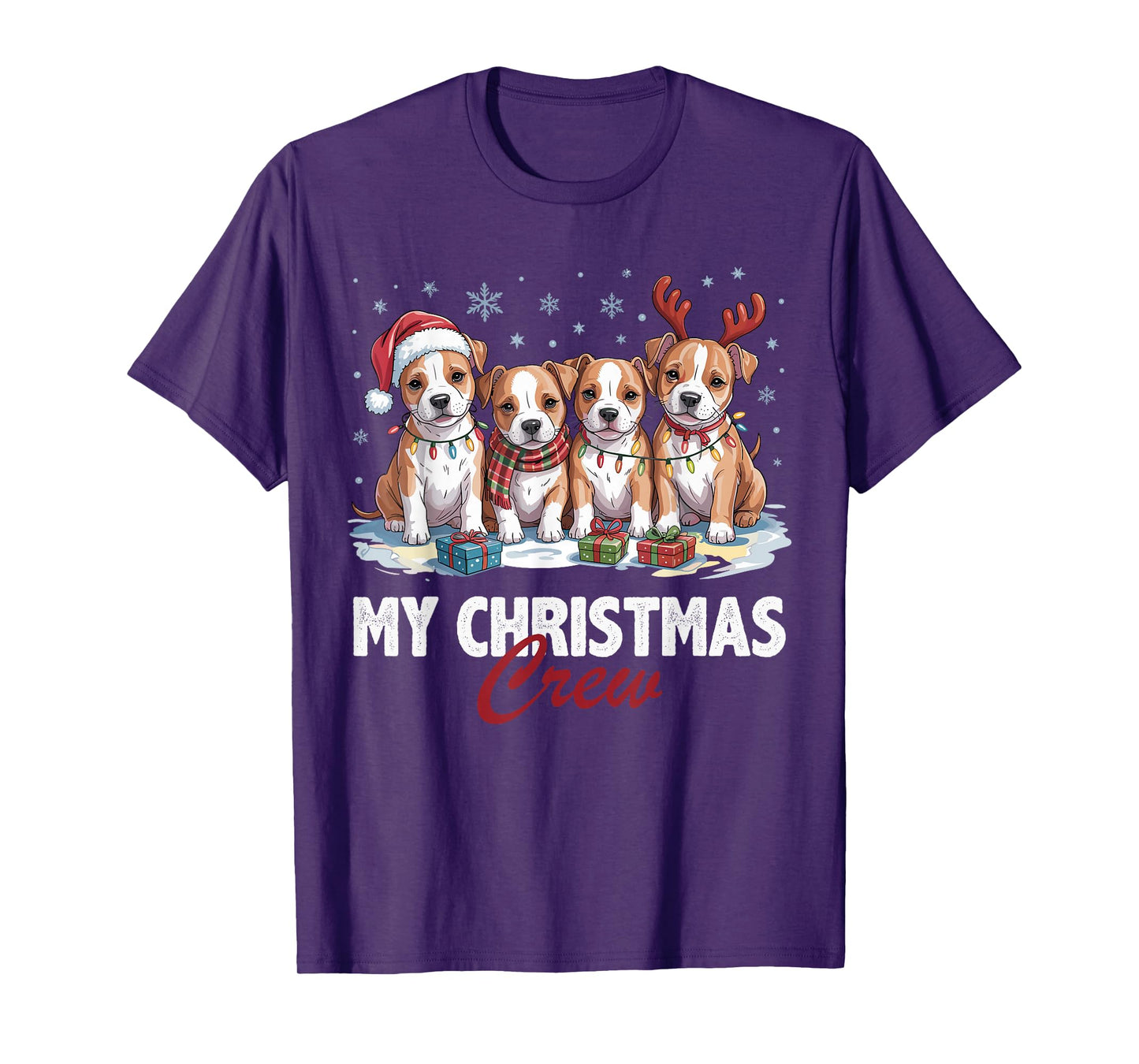 American Staffordshire Christmas Crew Funny Dog Lovers T-Shirt