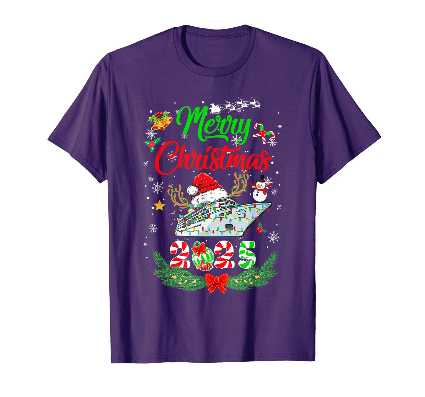 Merry Cruisemas 2025 Christmas Santa Reindeer Cruise Funny T-Shirt