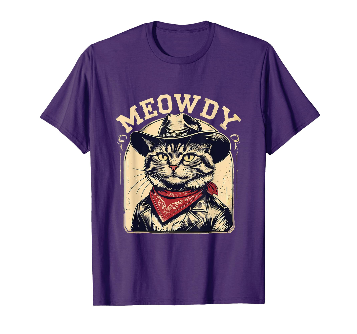Meowdy Country Music Vintage Girls Funny Western Cowboy Cat T-Shirt