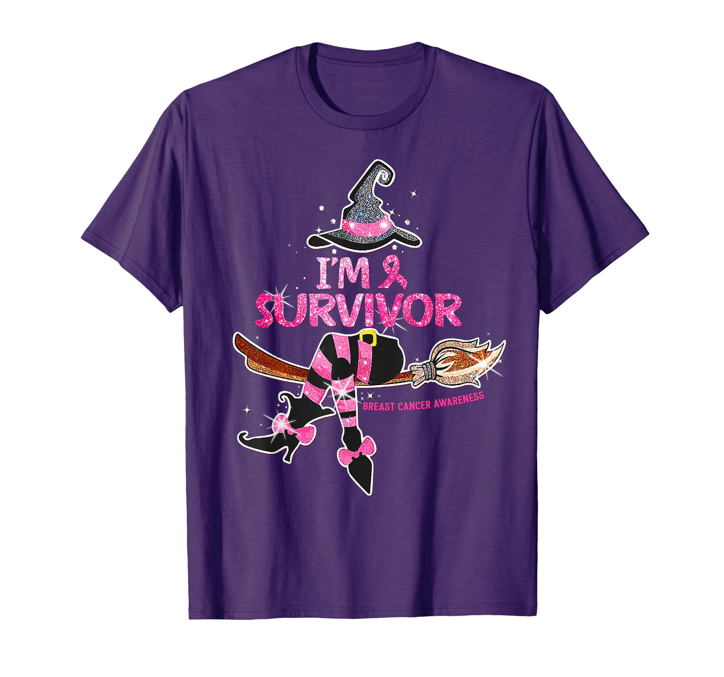 Halloween Witch I'm A Survivor Breast Cancer Warrior Women T-Shirt