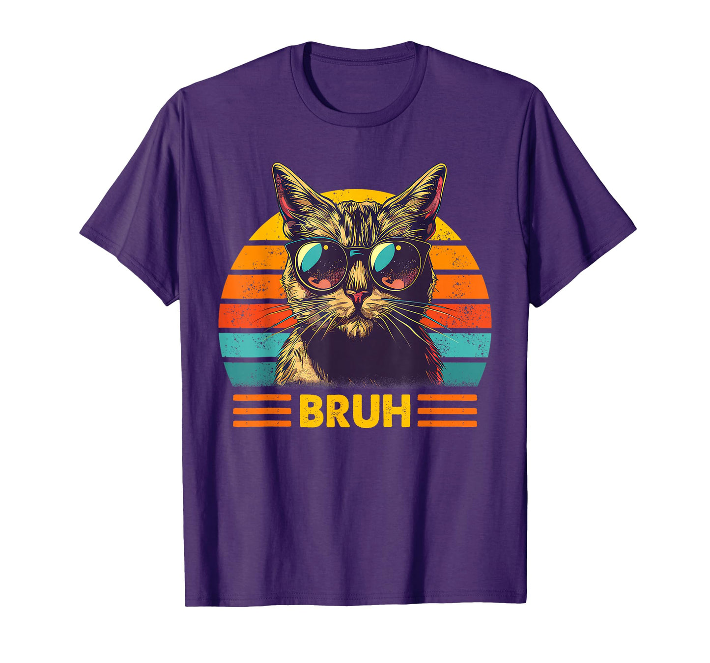 Vintage Cat Bruh With Cat Greetings Teens Boys Men T-Shirt