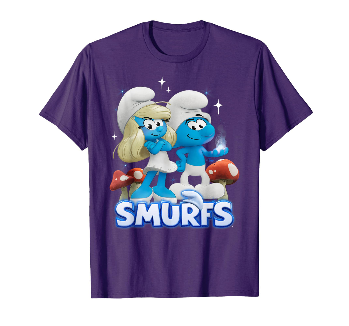 Smurfs Movie Smurfette and No Name Portrait Cartoon T-Shirt