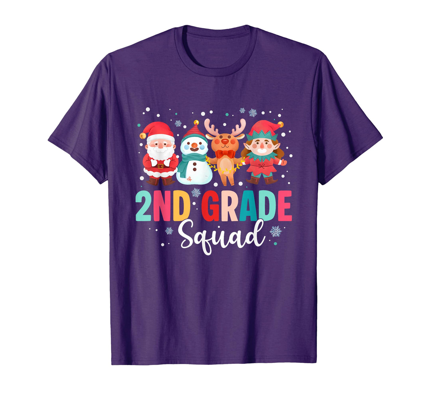 2nd Grade Squad Christmas Teacher Santa Reindeer Snowman T-Shirt