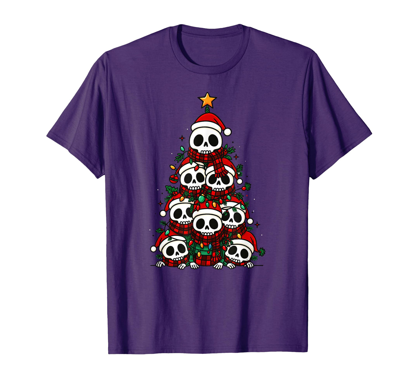 Skulls Christmas Tree Halloween Xmas Santa Boys Girls T-Shirt