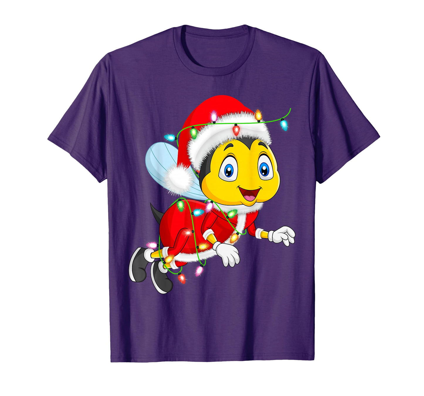 Bees Christmas Lights Santa Costume Cute Animal Xmas T-Shirt