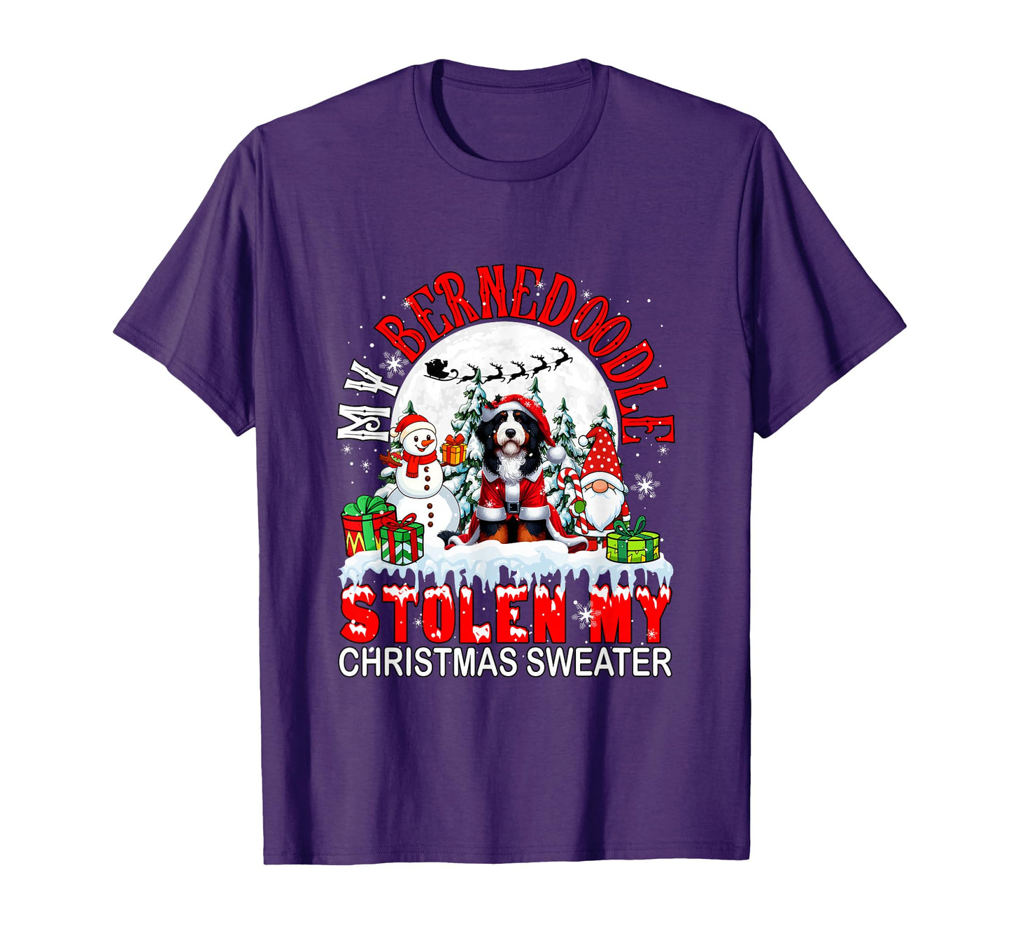 My Bernedoodle Stolen My Christmas Sweater Santa Dog Owner T-Shirt