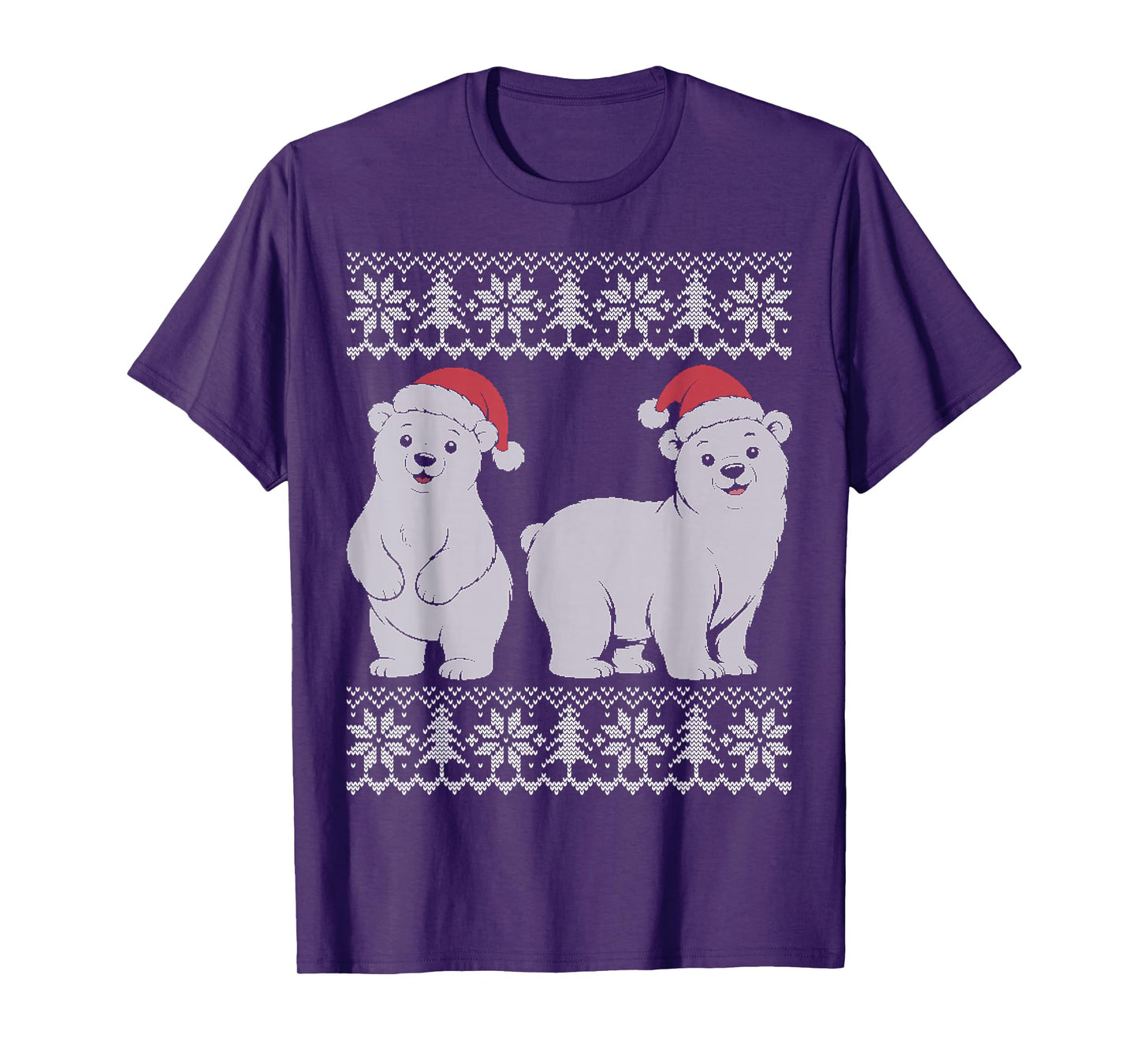 Polar Bear Christmas, White Bear Wearing Santa hat T-Shirt