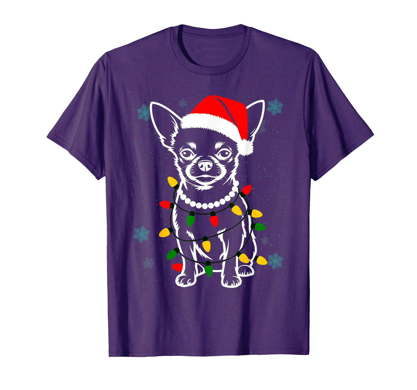Chihuahua Christmas Tree Lights X-Mas Cute Dog Puppy Santa T-Shirt