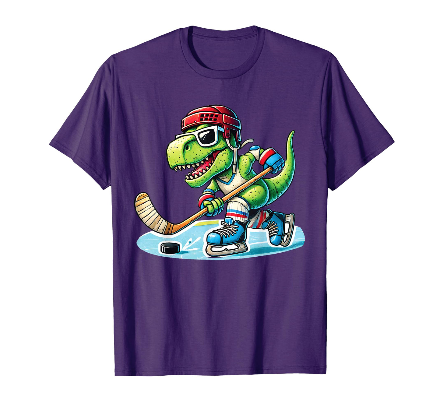 Hockeysaurus Dinosaur Ice Hockey Trex Kids Boys Ice Hockey T-Shirt