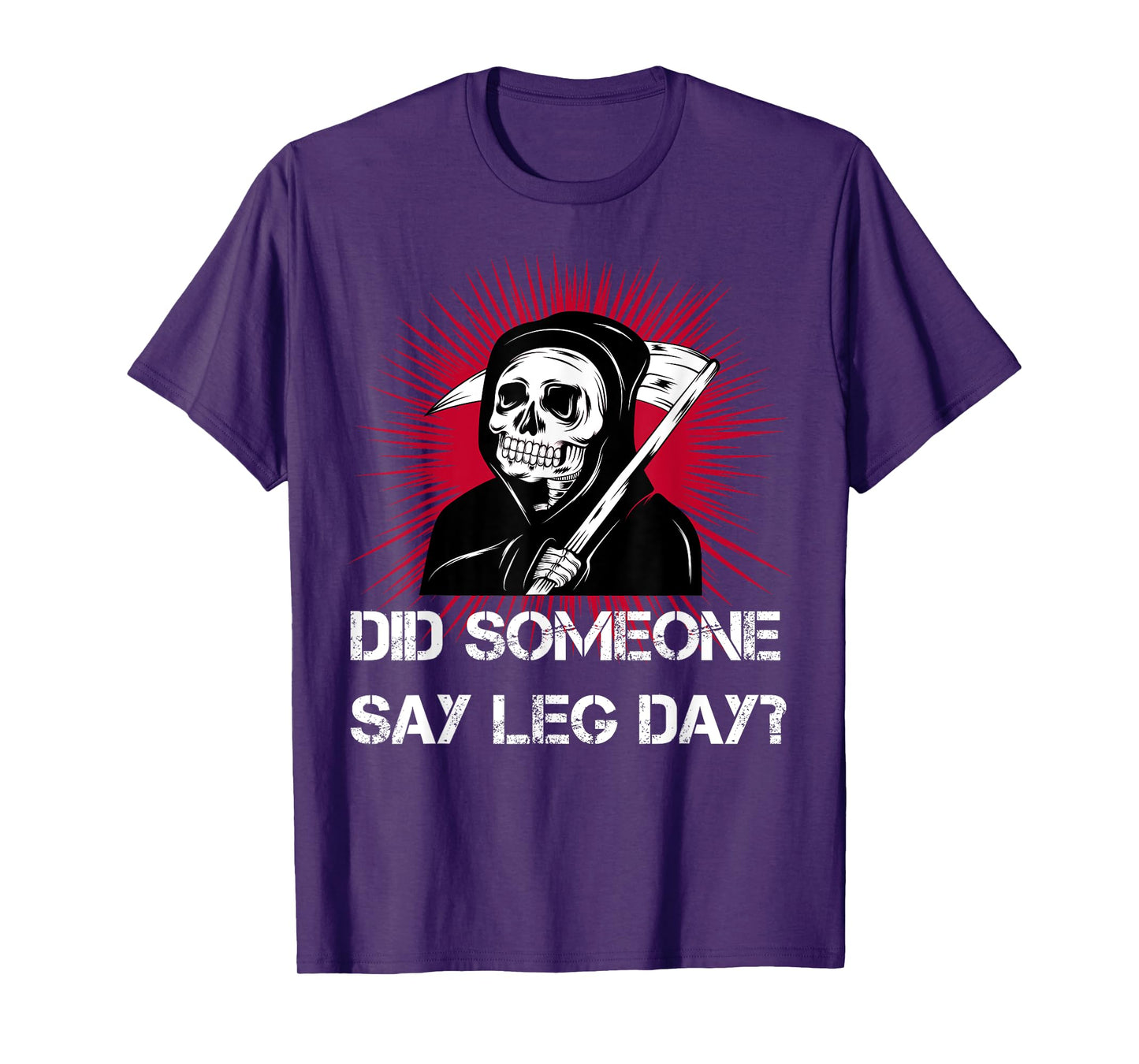 Grim Reaper Leg Day Black Metal skull and scythe gym T-Shirt