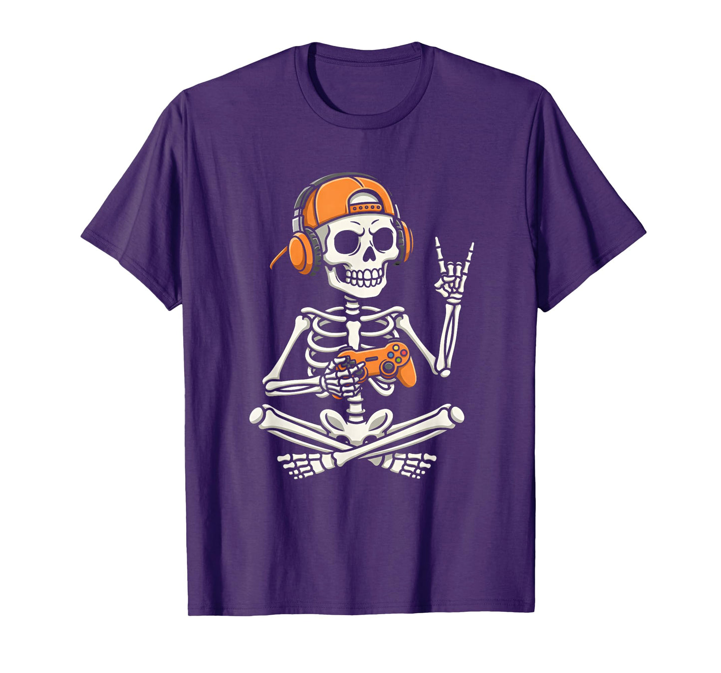 Halloween Skelton Gamer Video Gaming Kids Boys Girls Funny T-Shirt