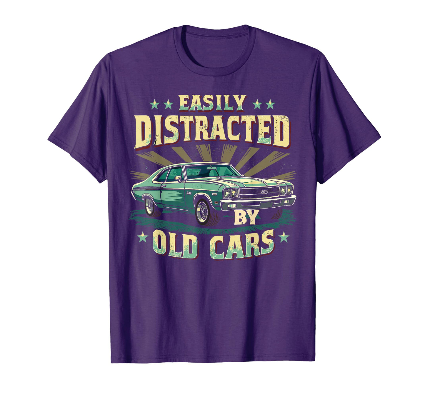 Easily Distracted by Classic Cars Funny Vintage Design T-Shirt