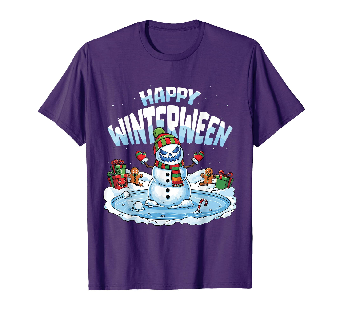 Happy Winterween Winter Halloween Christmas Snow Man T-Shirt