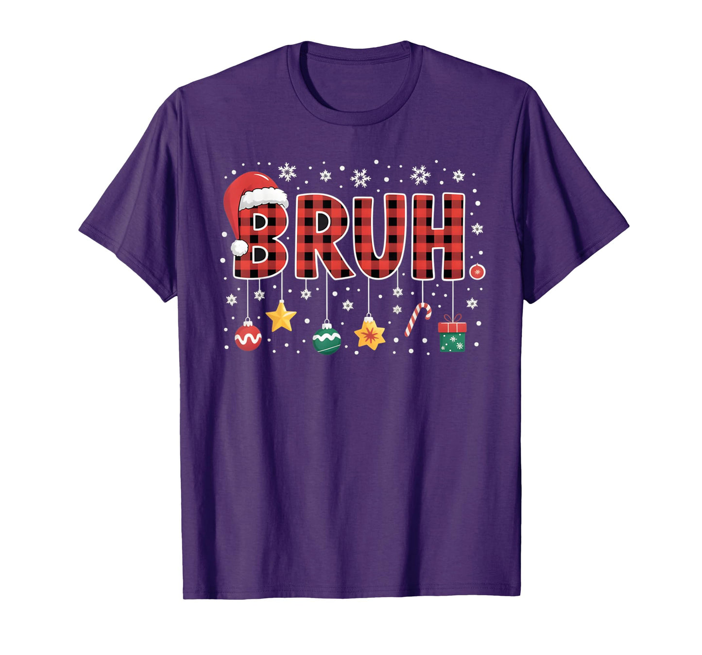 Bruh Christmas Red Plaid Teens Boys Kids Xmas Pajamas Gifts T-Shirt