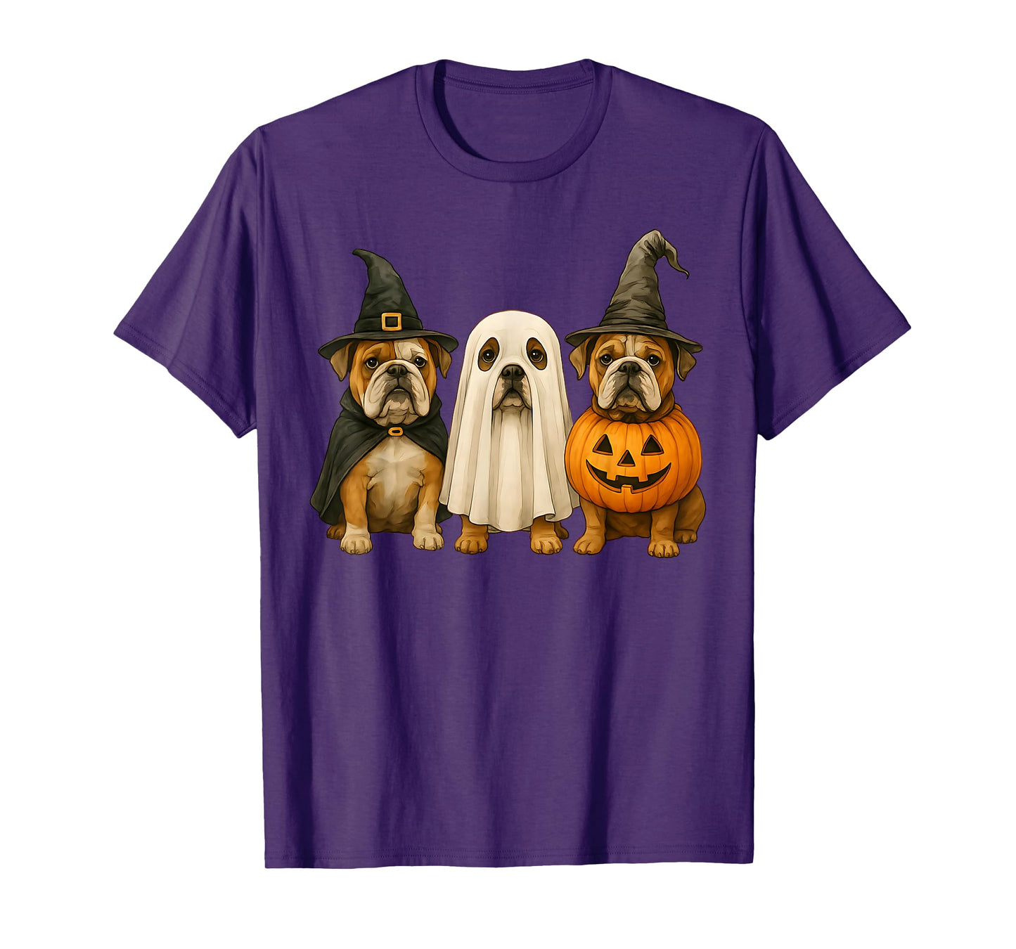 Bulldog Halloween Dog Witch Ghost Pumpkin T-Shirt