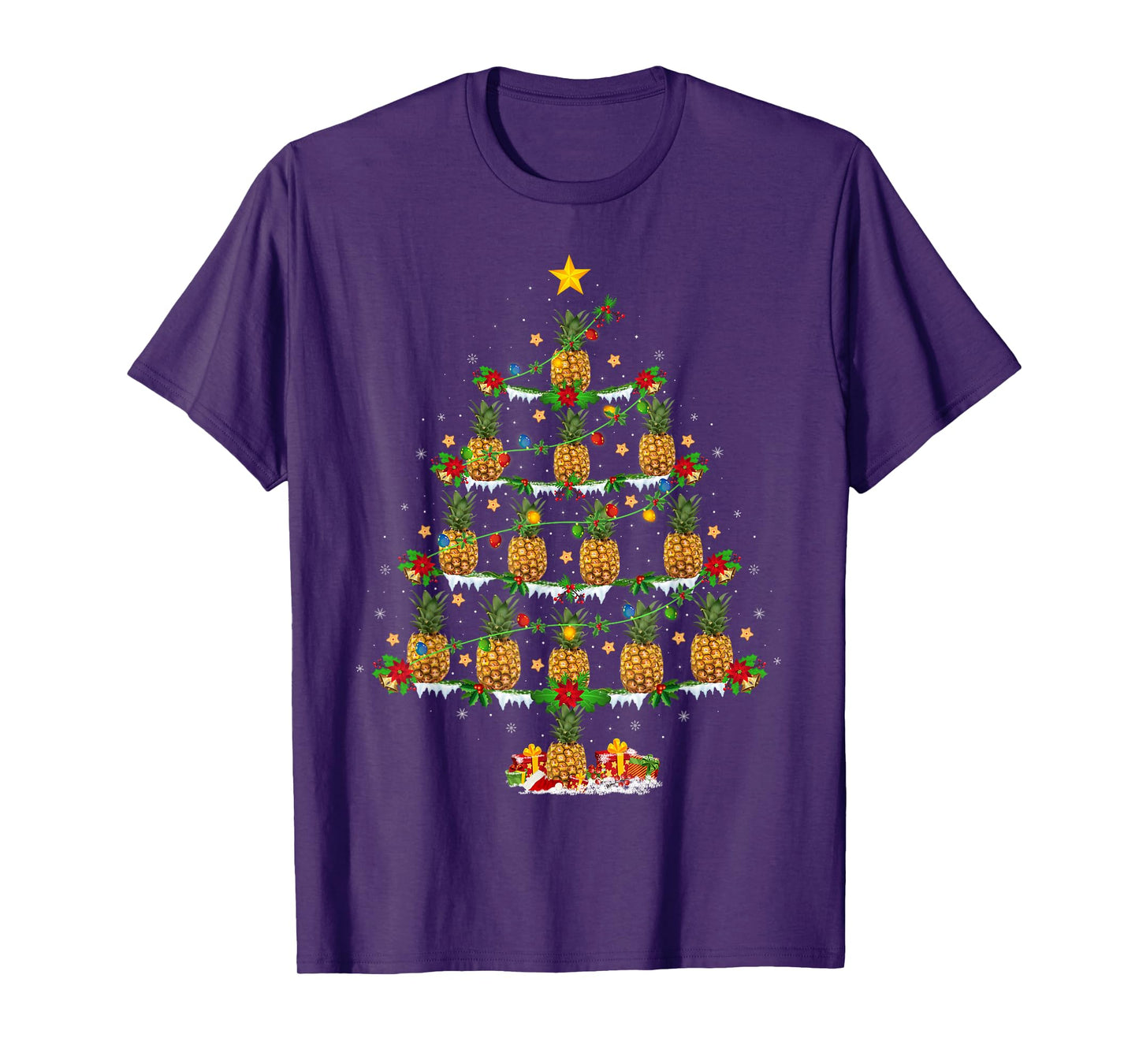 Pineapple Christmas Tree Lights Funny Pineapple Xmas T-Shirt