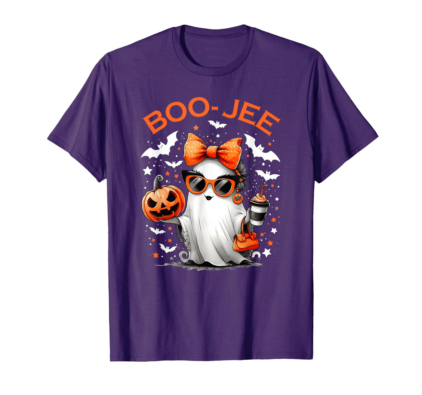 Coquette Leopard Ghost Coffee Boo-JEE Halloween Boujee Ghost T-Shirt