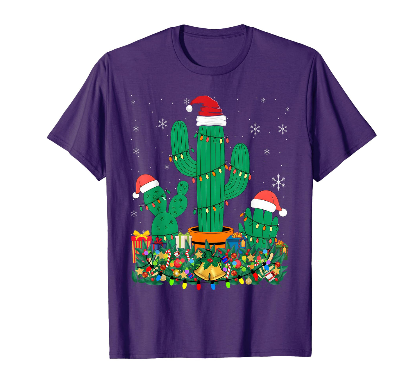Saguaro Cactus with Santa Hat Christmas T-Shirt