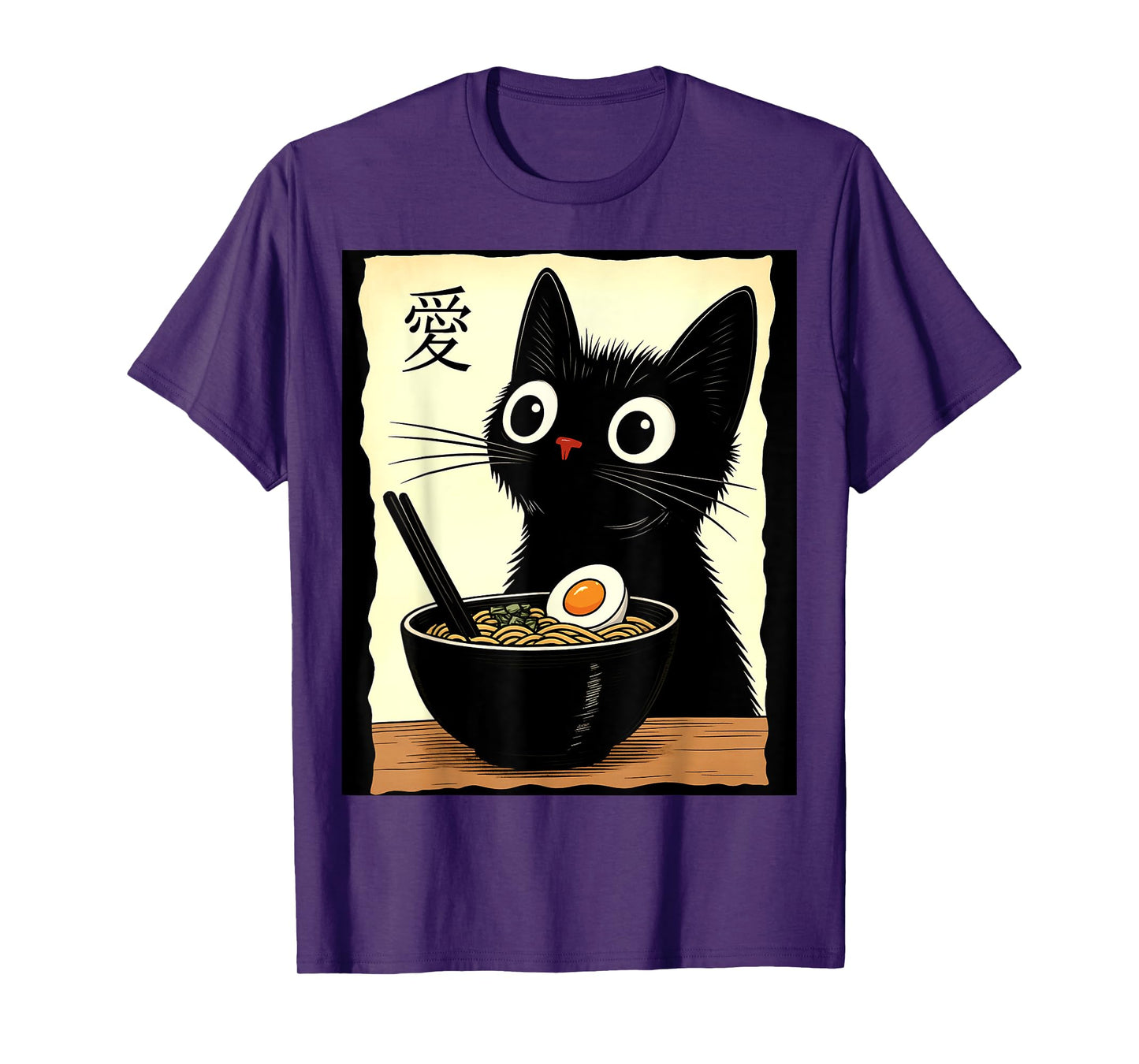 Kawaii Cat Eating Ramen Noodles Funny Anime Gift Girls Teens T-Shirt