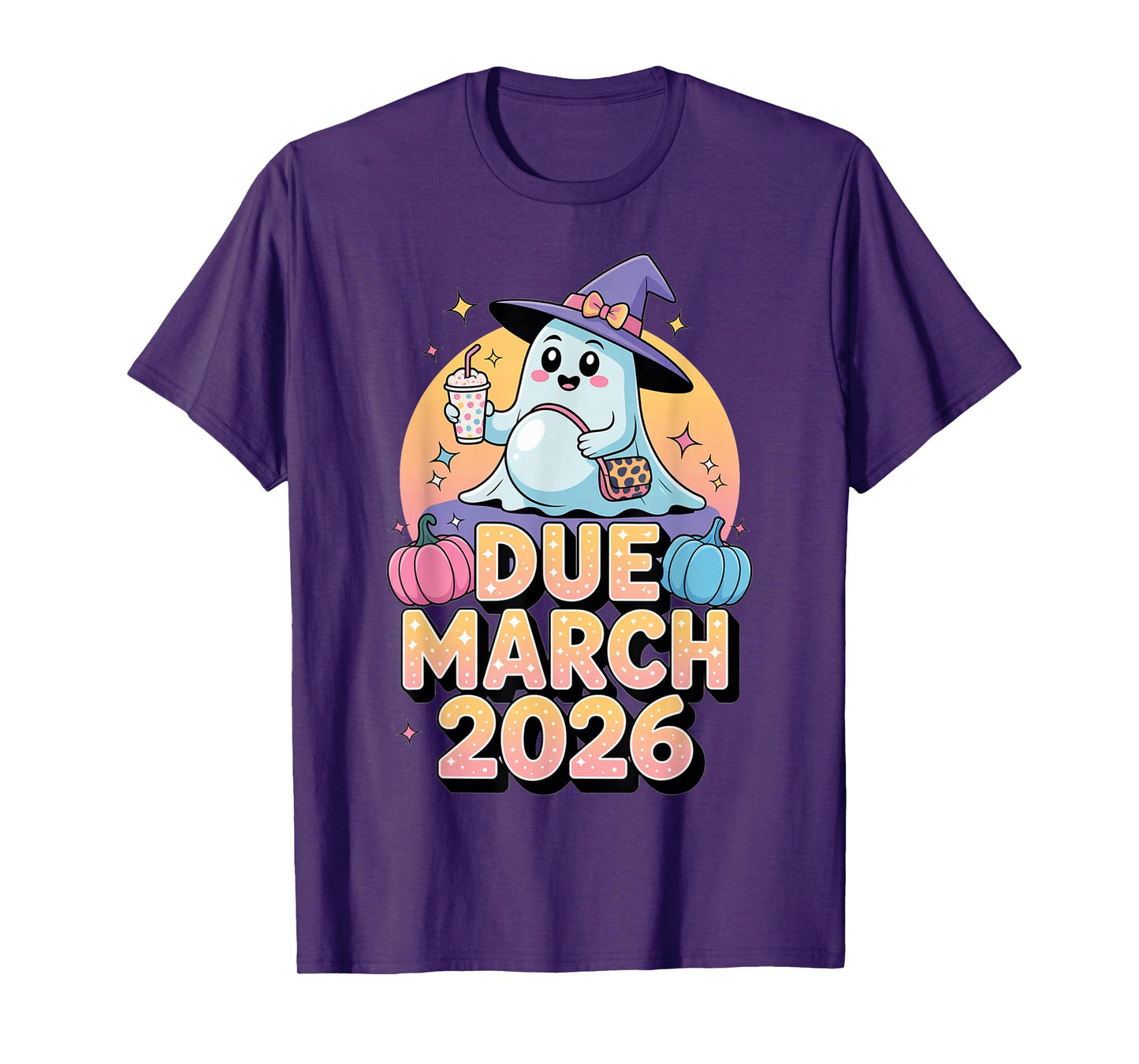 Halloween Pregnant Due March 2026 Mama Ghost Baby Mom T-Shirt