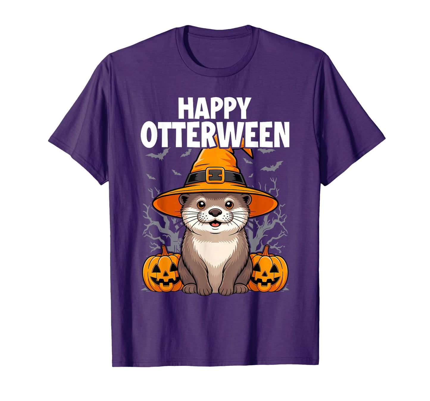 Happy Otterween Witch Sea Otter Pumpkin Halloween Costume T-Shirt