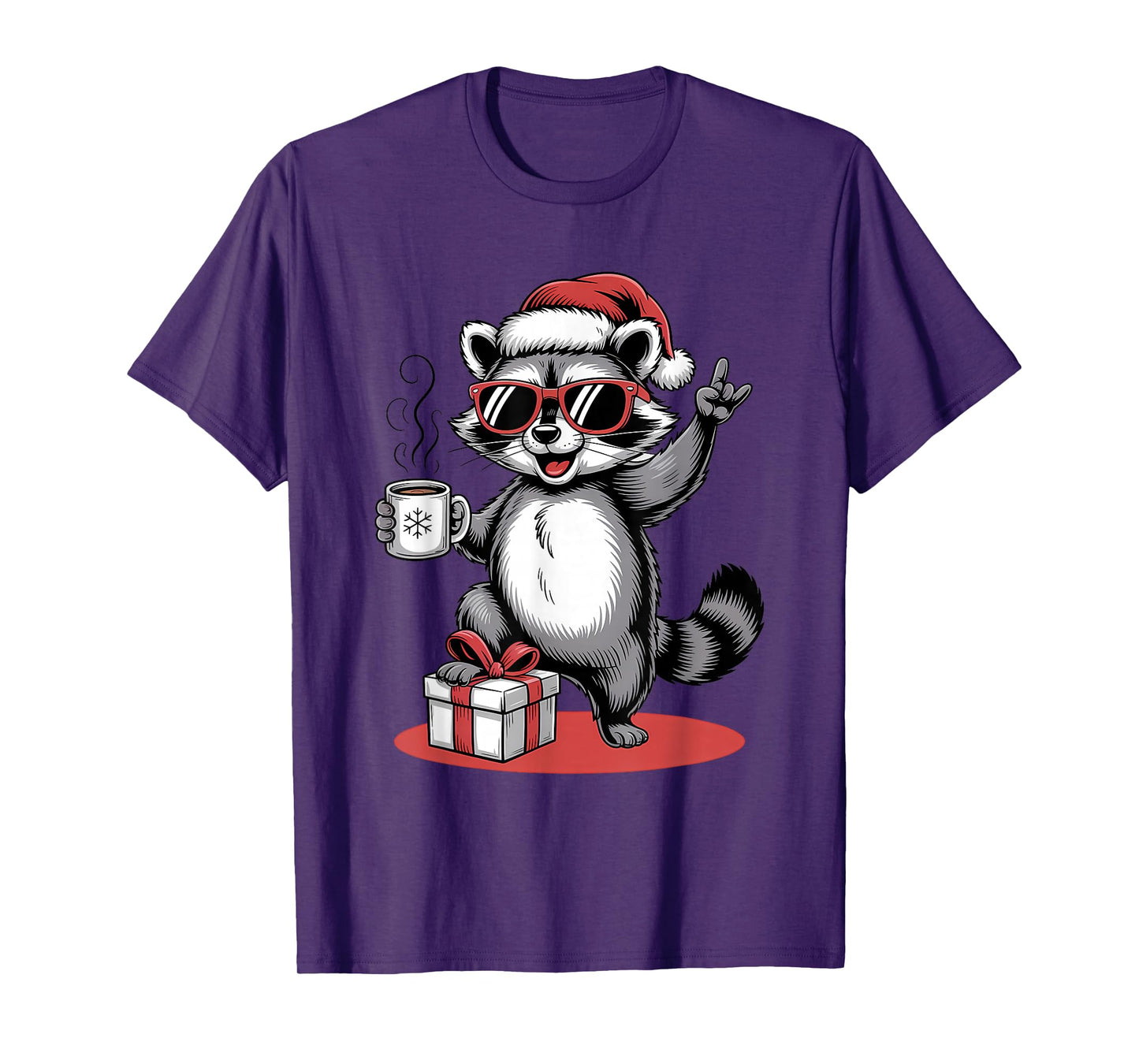 Cute Raccoon Rock Christmas Funny Racoon T-Shirt