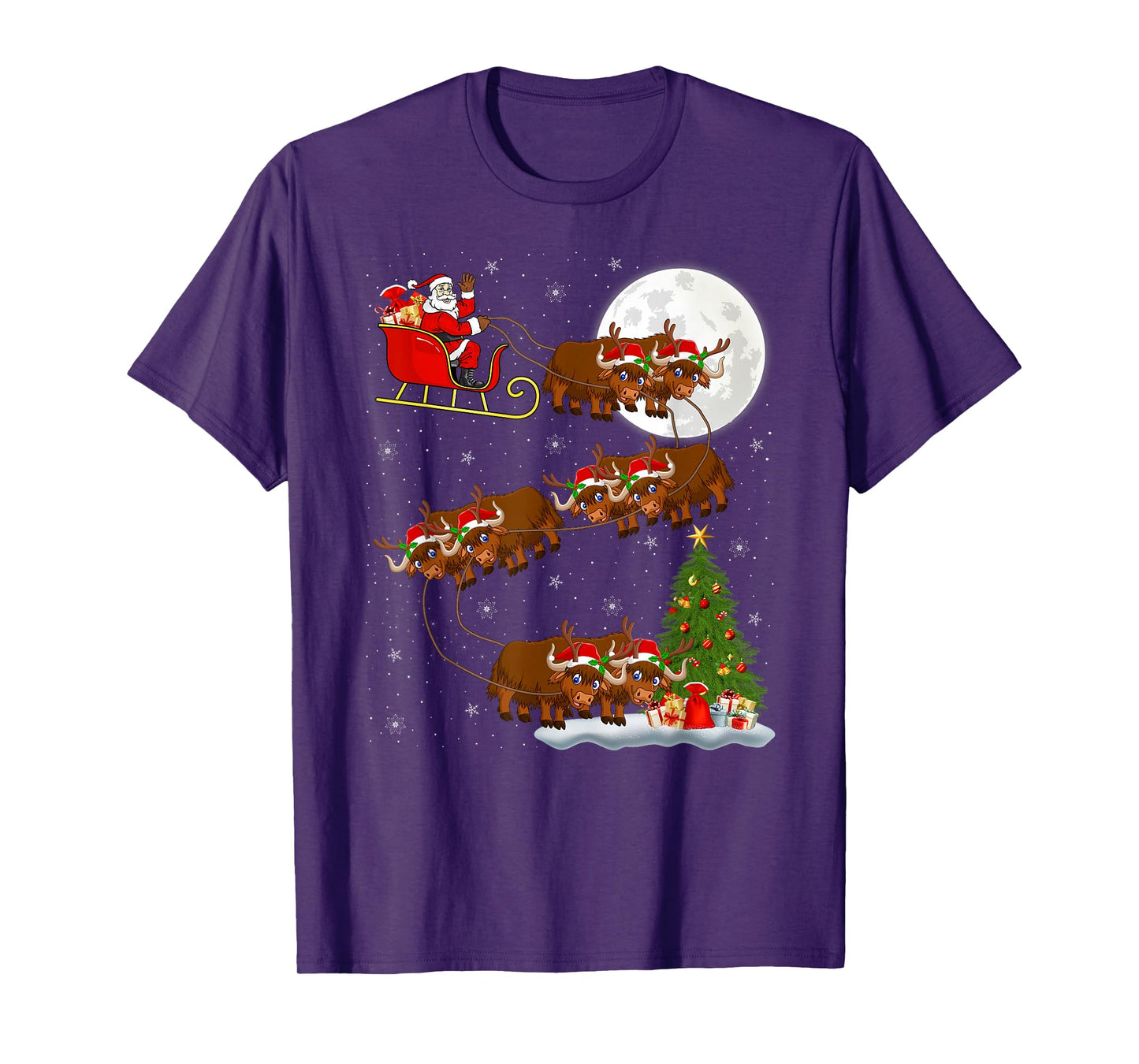 Yak Santa Sleigh Flying Funny Magical Christmas T-Shirt