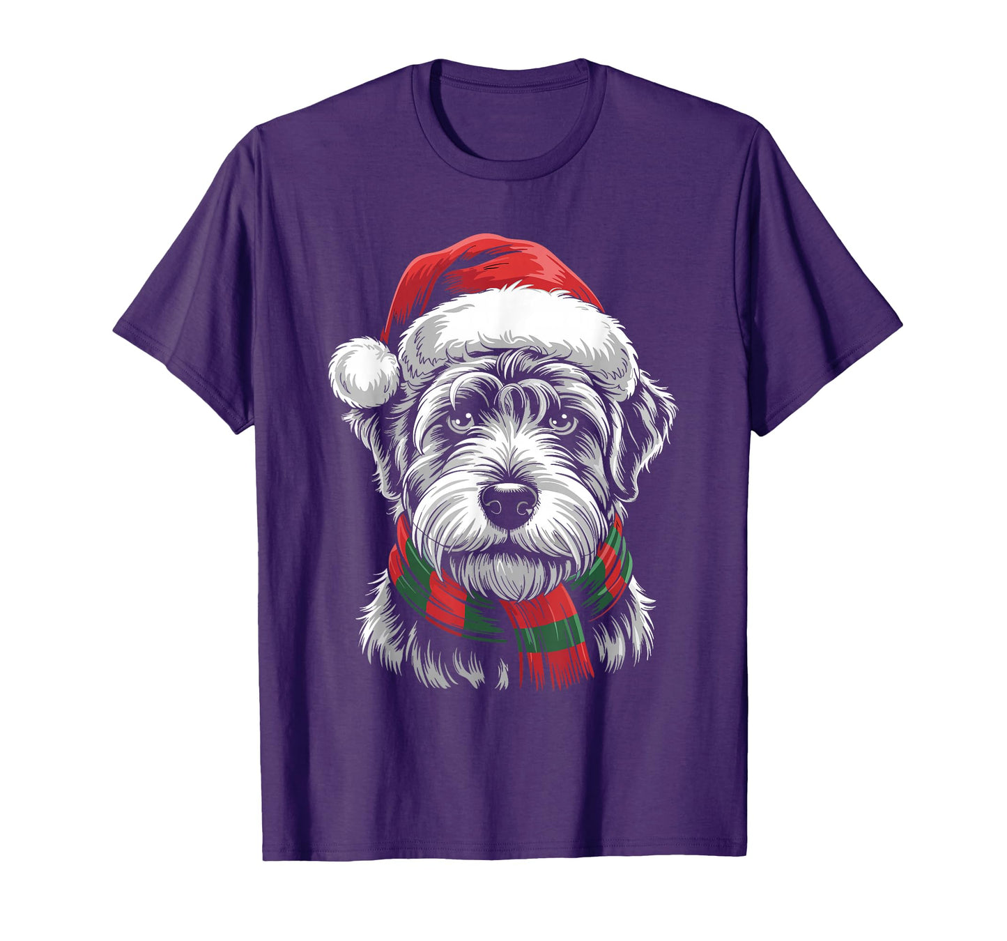 Soft Coated Wheaten Terrier Dog Santa Hat Scarf Xmas Costume T-Shirt