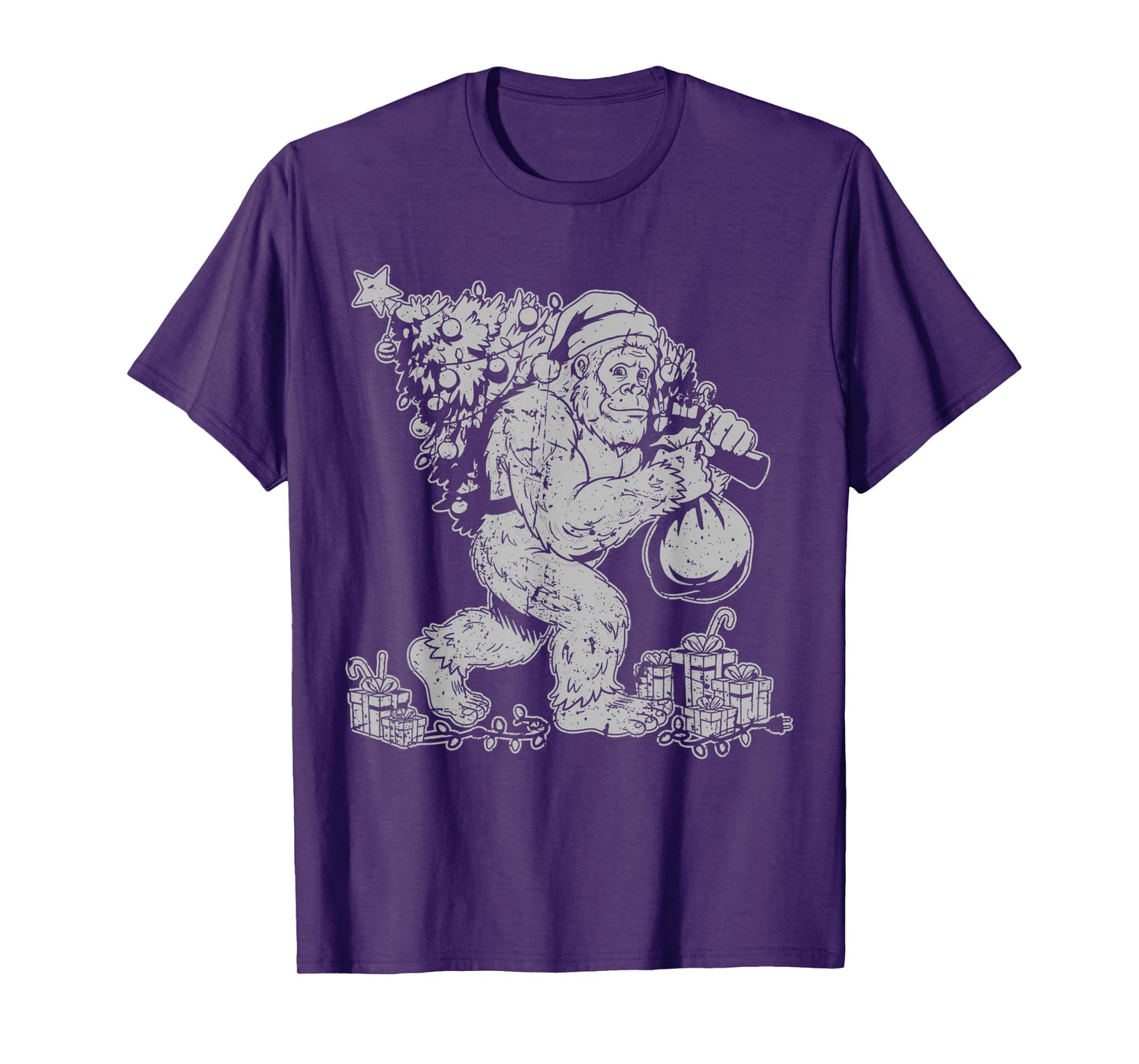 Family Christmas Bigfoot Sasquatch Winter Tree T-Shirt