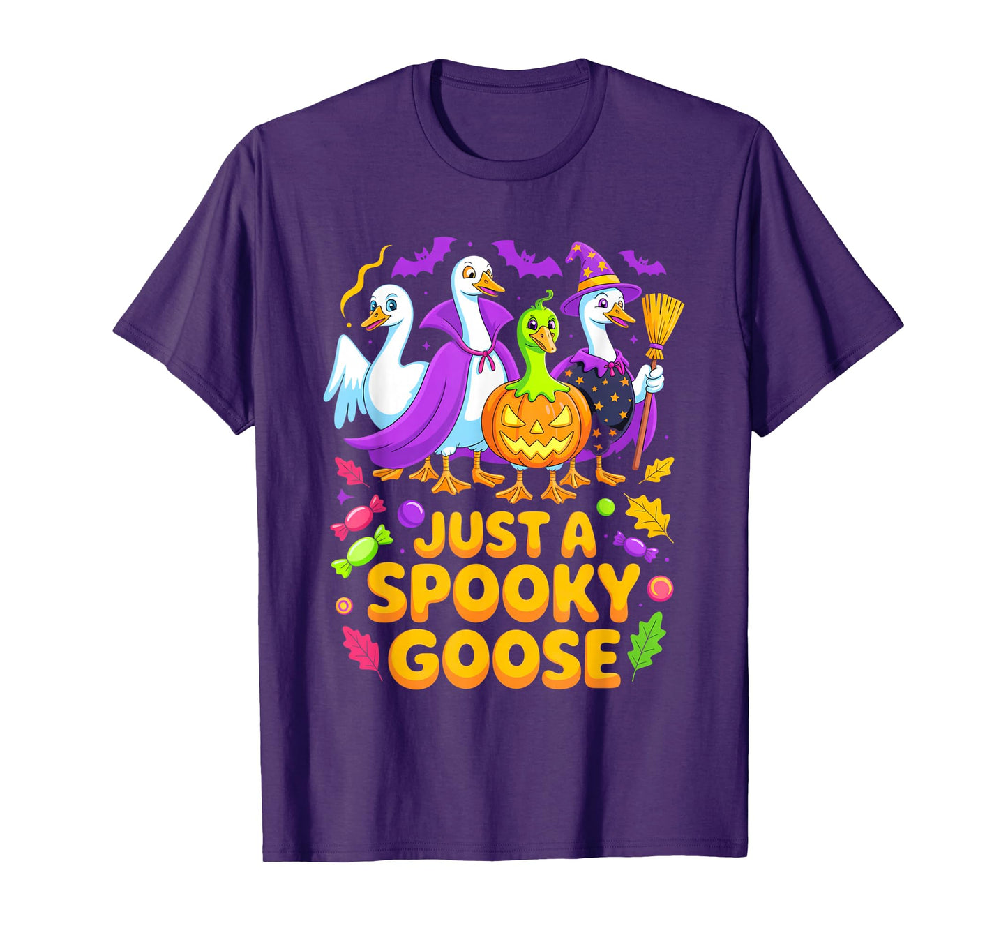 Just A Spooky Goose Funny Halloween Vampire and Witch Geese T-Shirt