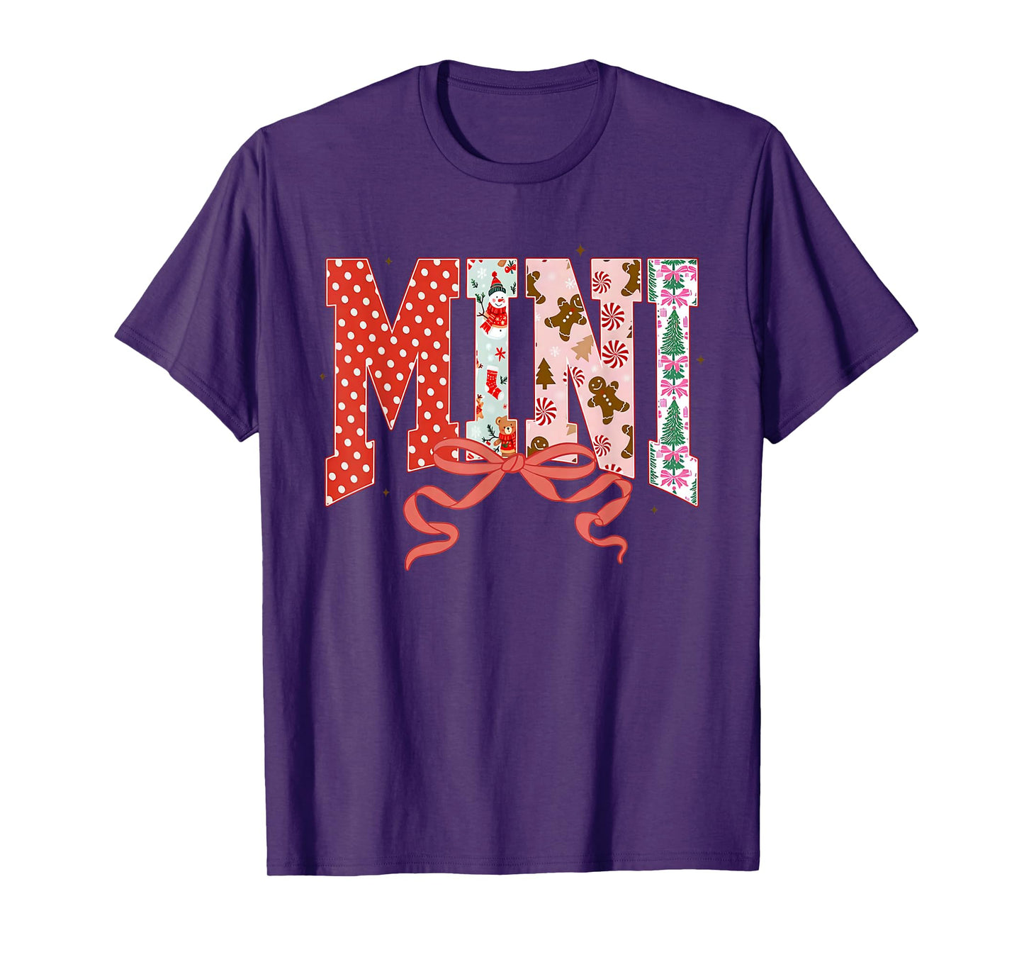 Mini Cute Pink Coquette Bow Christmas Matching Family Xmas T-Shirt