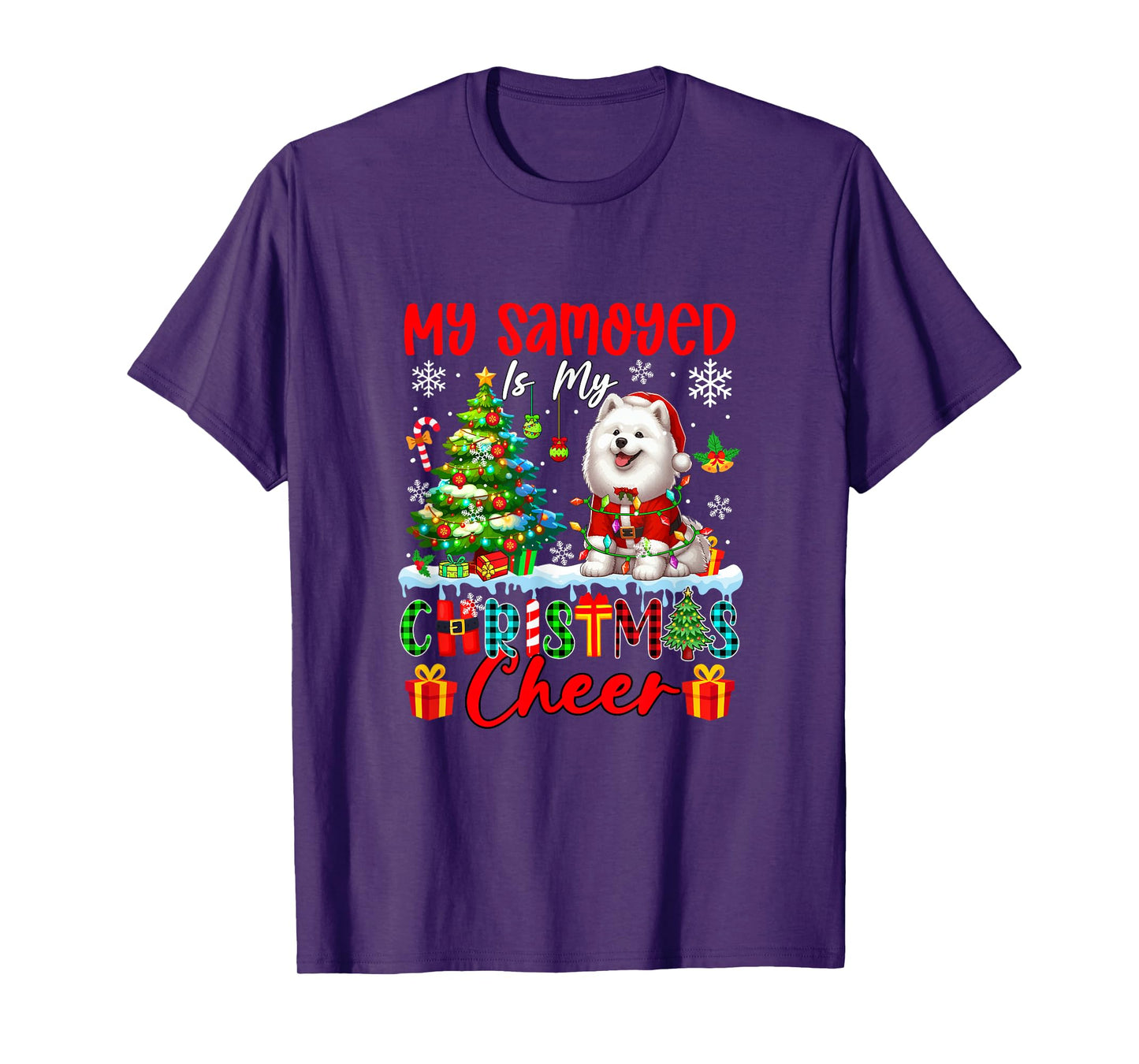 My Samoyed is My Xmas Cheer Funny Santa Dog Owner Kids T-Shirt