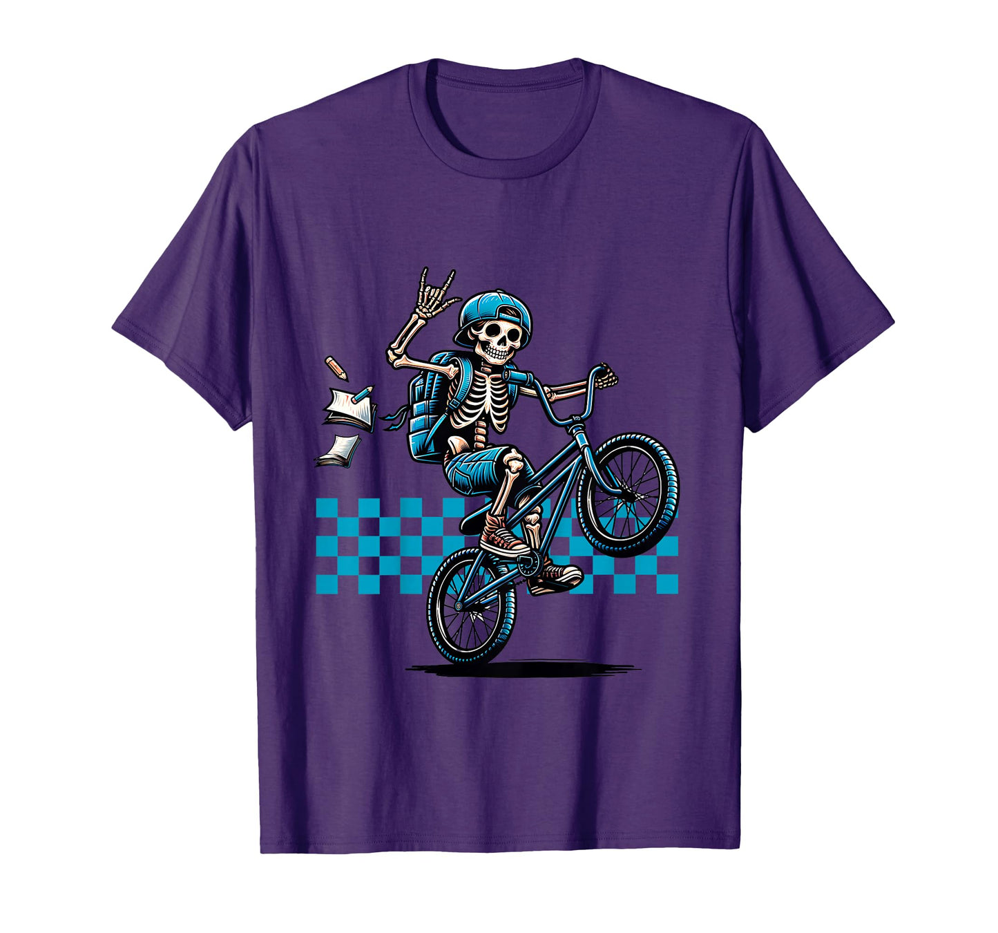 Boy Skeleton Riding on a BMX Bike and Popping a Wheelie T-Shirt