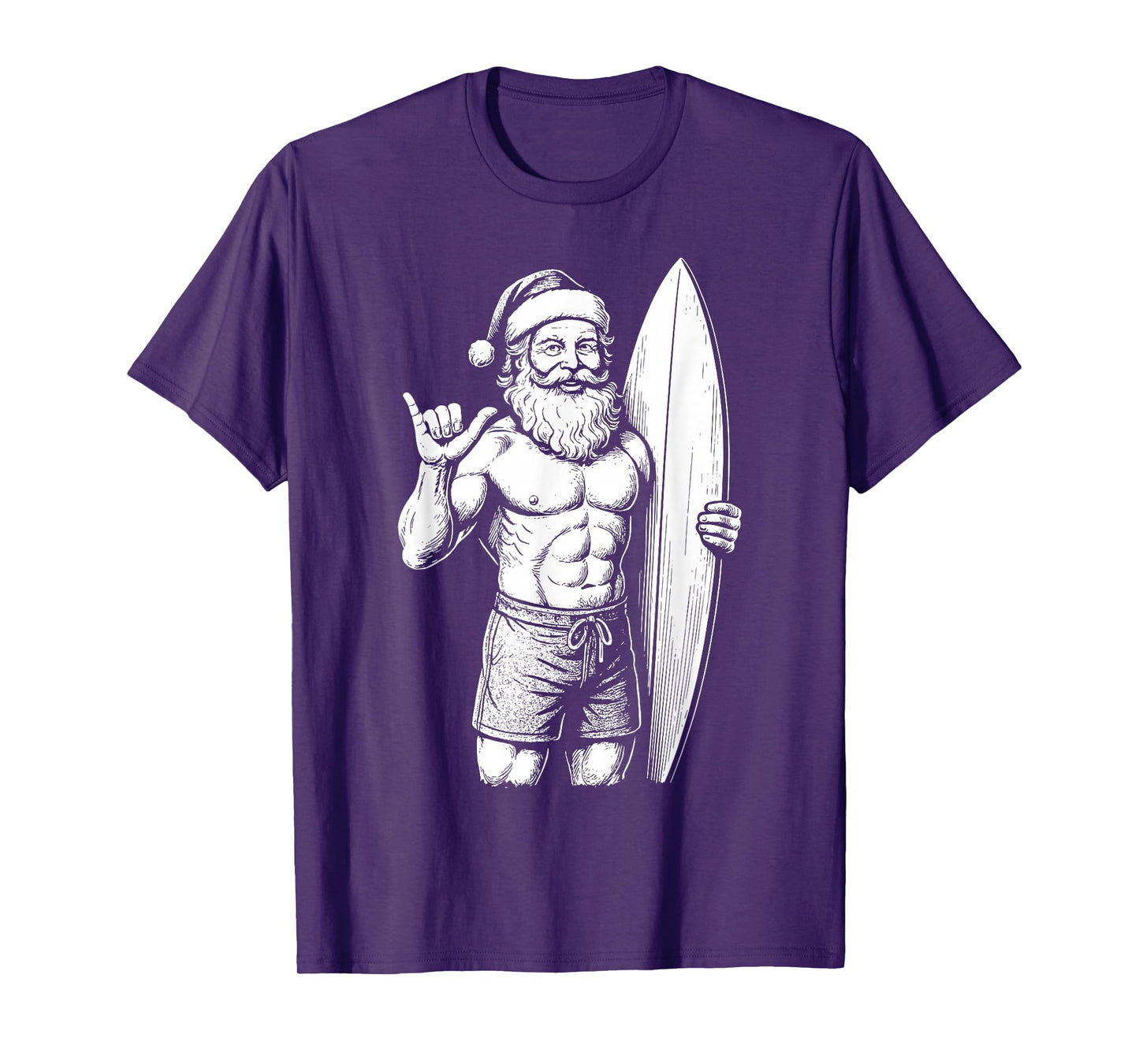 Surfer Santa Shaka Sign Vintage Christmas Surfing T-Shirt