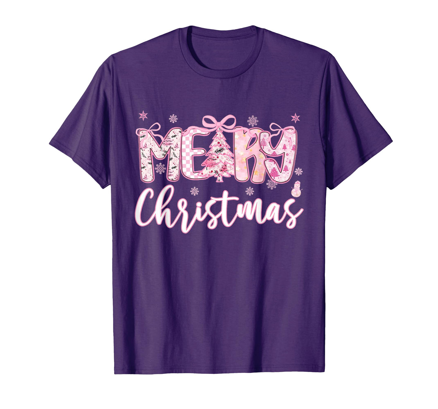 Coquette Bow Merry Christmas Santa Hat Xmas Family Men Women T-Shirt