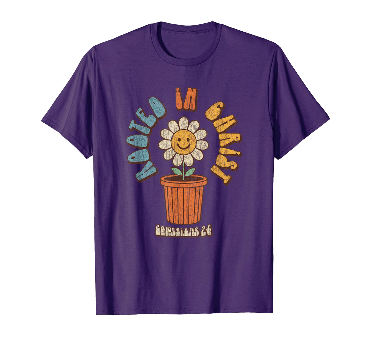 Vintage Retro Christian Rooted In Christ Col 2:6 Bible Verse T-Shirt