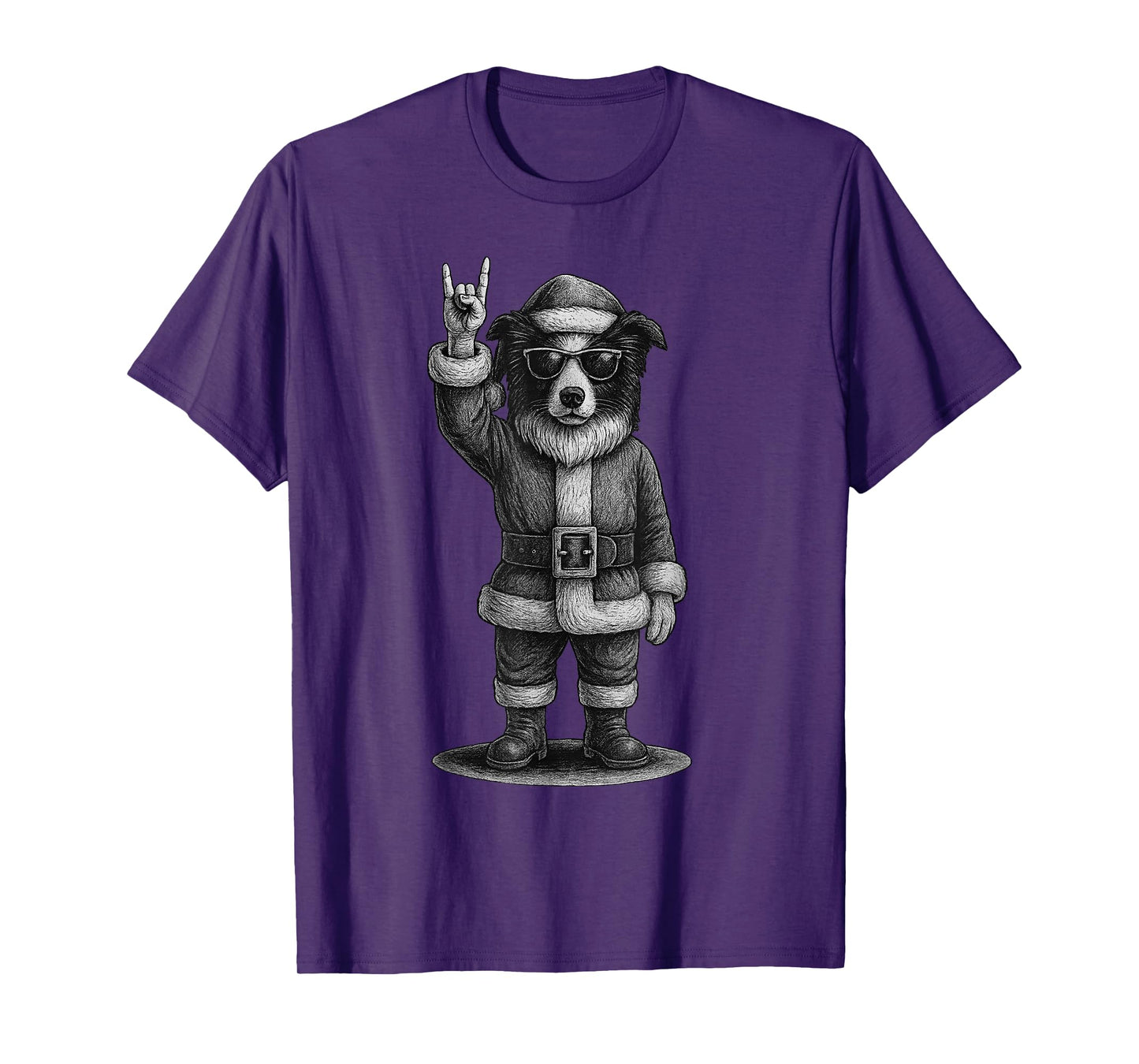 Border Collie Rock Music Christmas Dog Lover T-Shirt