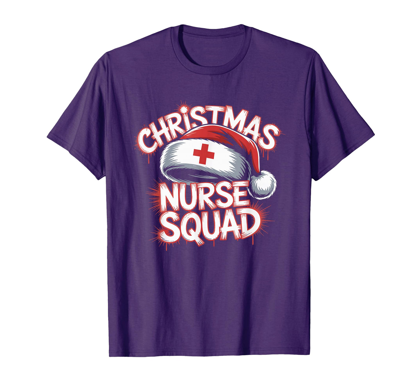 Nurse Christmas Squad Santa Hat Matching Crew T-Shirt