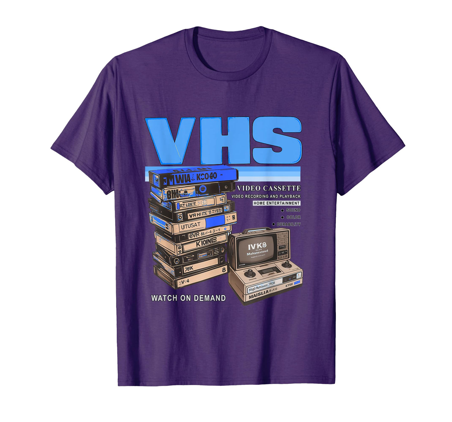 Blue VHS and Chill Blue Color Graphic T-Shirt