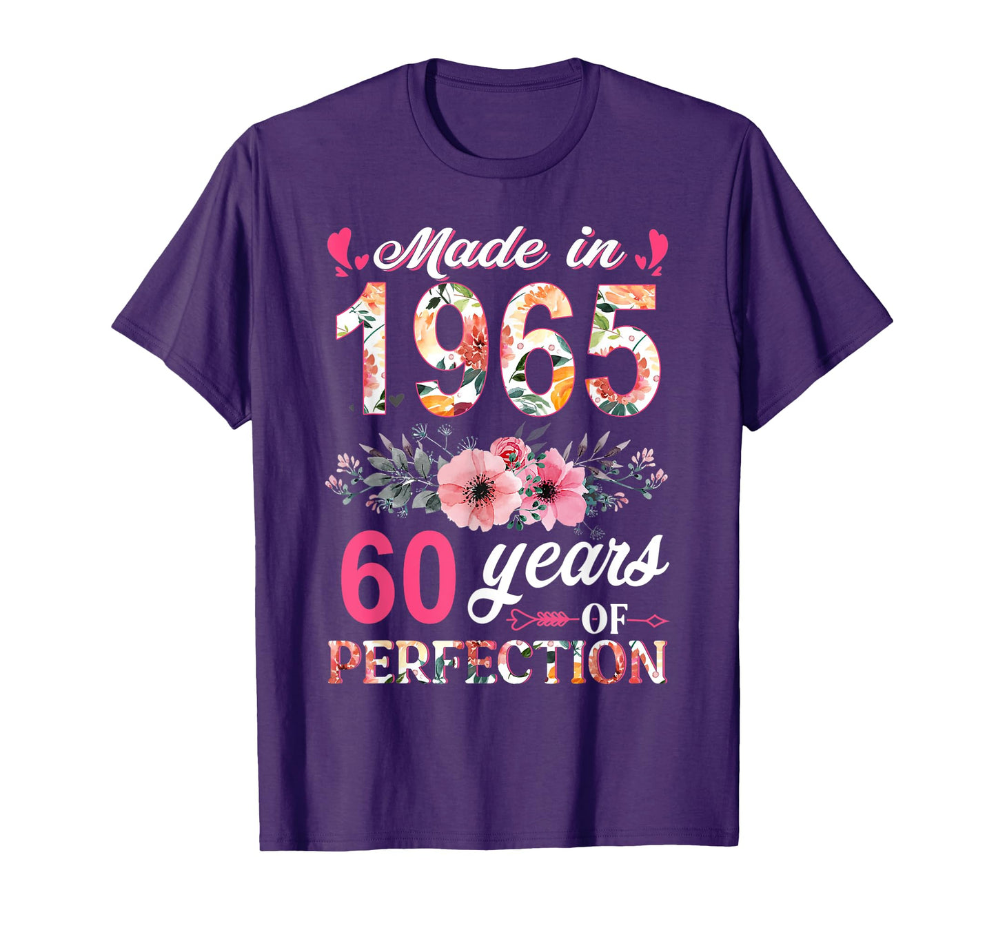 Made In 1965 Floral 60 Year Old 80th Birthday Gifts Women T-Shirt