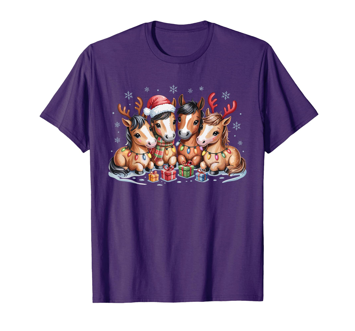 Horse Christmas Cute Farm Animal Funny Holiday Pajamas T-Shirt
