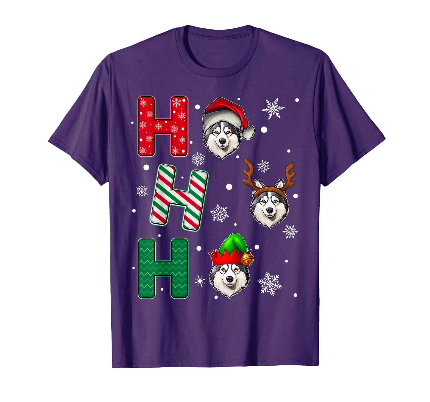 Ho Ho Ho Alaskan Malamute Dog Lover Christmas Santa Elf Xmas T-Shirt