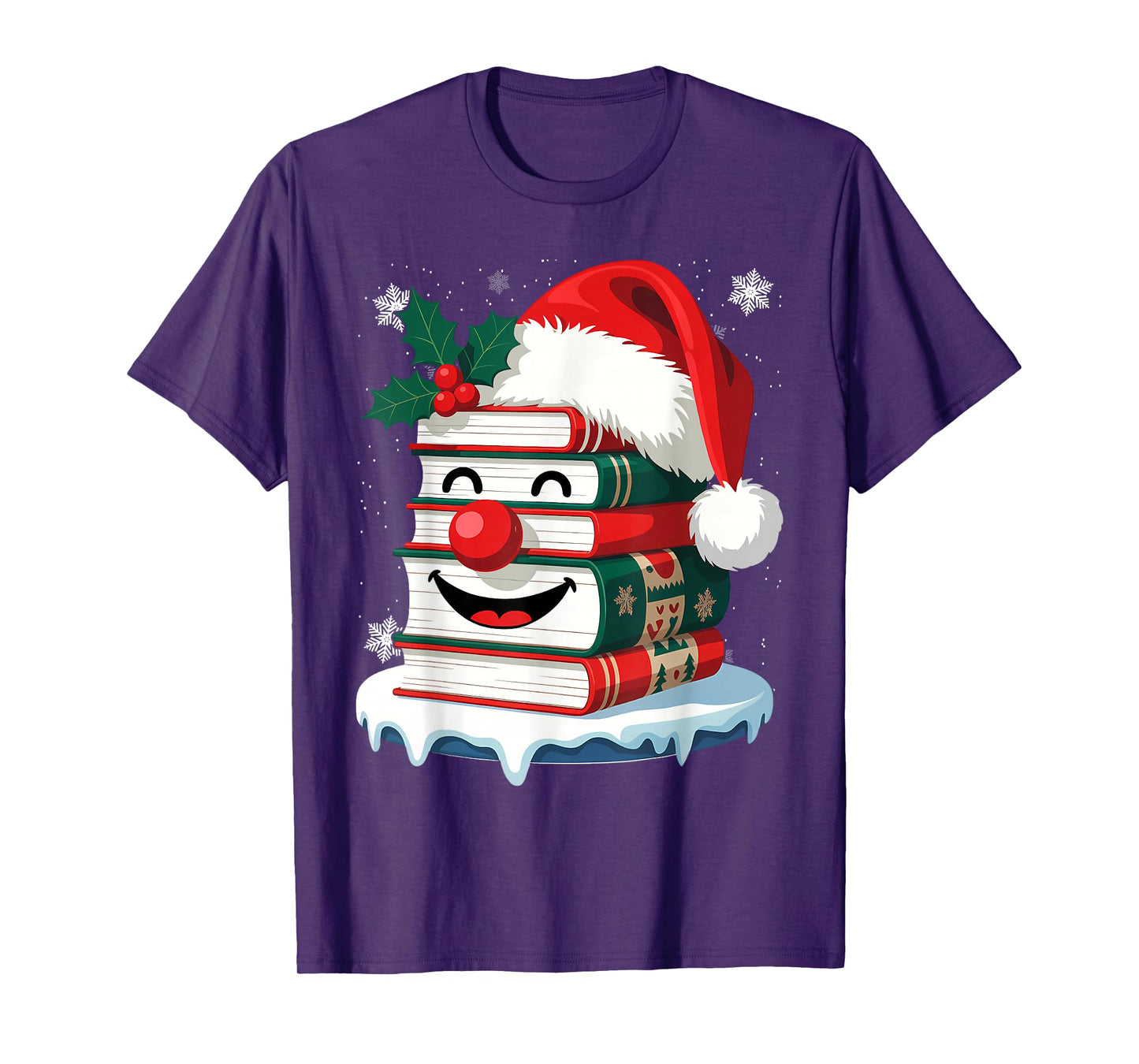 Librarian Book Santa Hat Reader Snow Pajamas Christmas T-Shirt