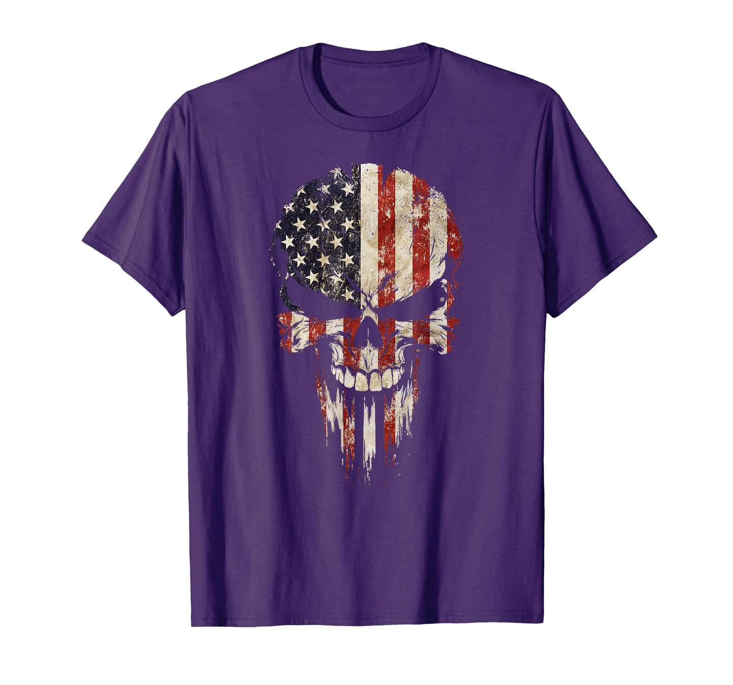 Vintage USA Flag Skull Patriotic T-Shirt