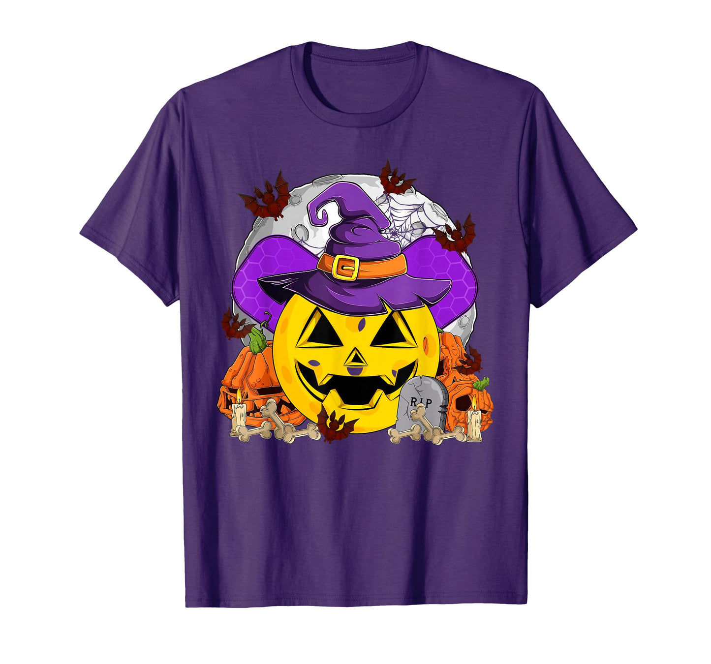 Funny Pickleball Paddle & Witch Hat Halloween Costume Women T-Shirt