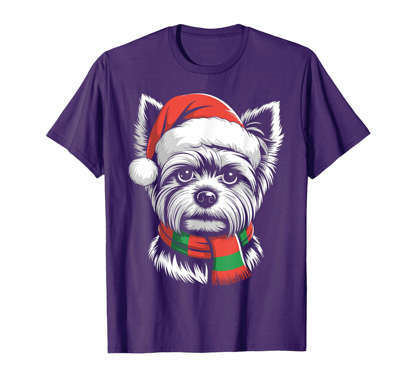Yorkshire Terrier Xmas Santa Hat Scarf Christmas Costume T-Shirt