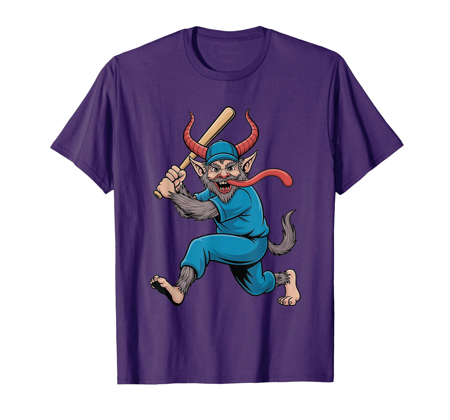 Evil Krampus Playing Baseball Santa Claus Christmas Sport T-Shirt