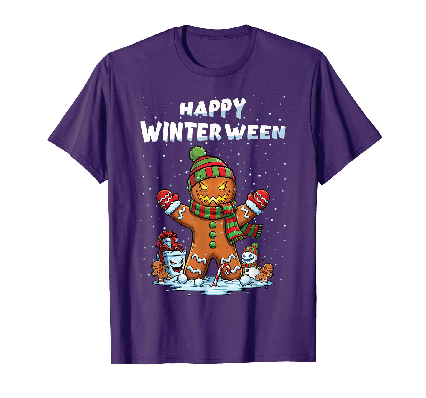 Happy Winterween Winter Halloween Christmas Creepy Snow Man T-Shirt