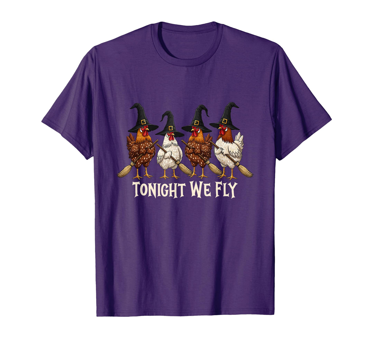 Tonight We Fly Halloween Chicken Witch Broom Salem Witch T-Shirt